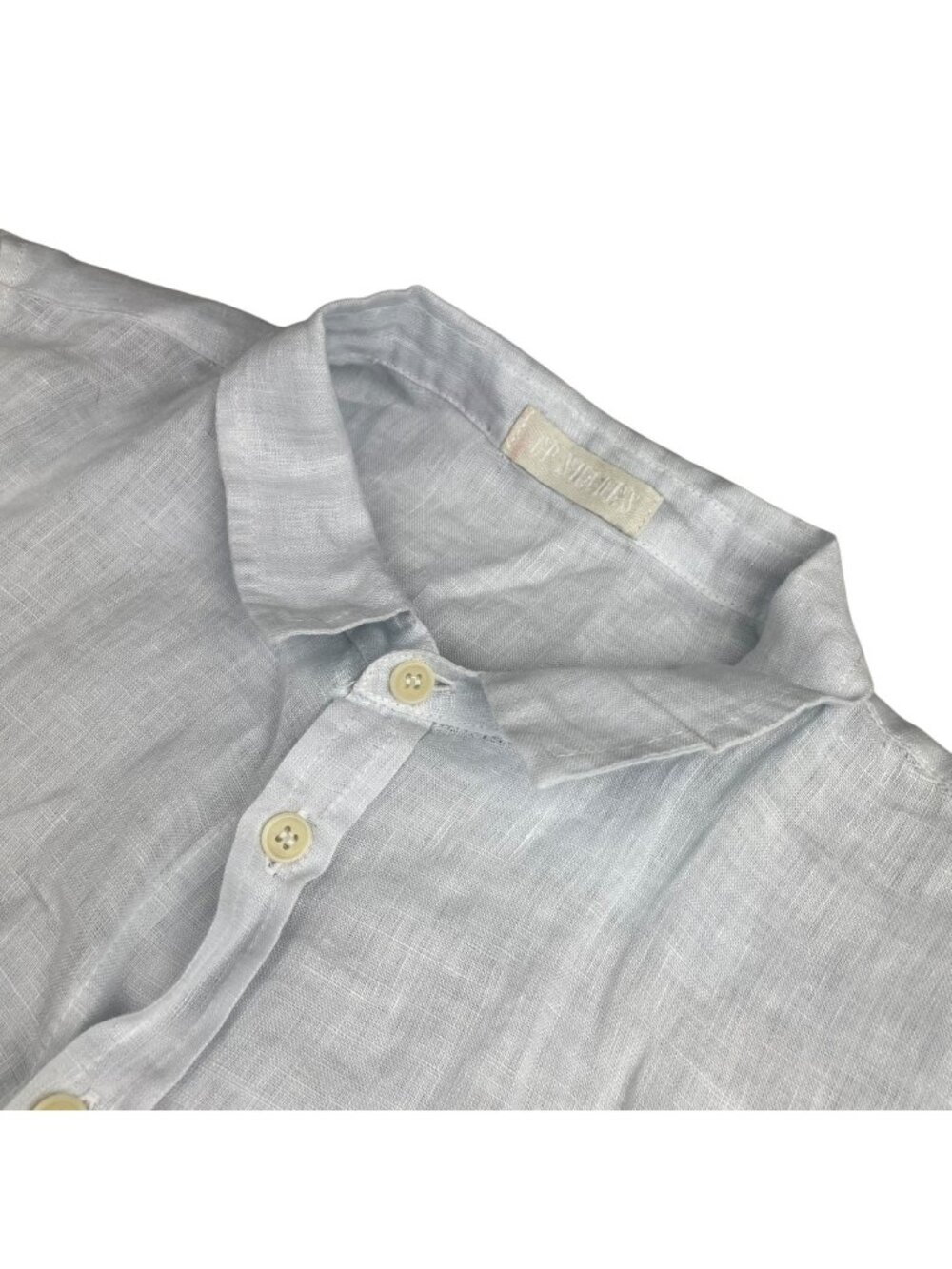 CP Shades Women's Oversized Lagenlook Linen L/S Button Shirt Light Blue Small
